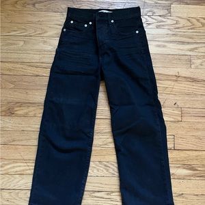 Black slim wide leg, Madewell jeans. Slightly cropped. Size 24.